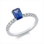 Ring mit Saphir  aus 750/-18 Karat Weißgold mit 12 Diamanten 0