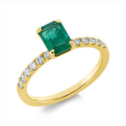 Ring mit Smaragd  aus 750/-18 Karat Gelbgold mit 12 Diamanten 0