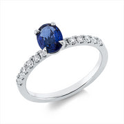 Ring mit Saphir  aus 750/-18 Karat Weißgold mit 12 Diamanten 0