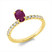 Ring mit Rubin  aus 750/-18 Karat Gelbgold mit 12 Diamanten 0