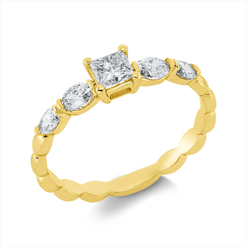 Ring    aus 750/-18 Karat Gelbgold mit 5 Diamanten 0