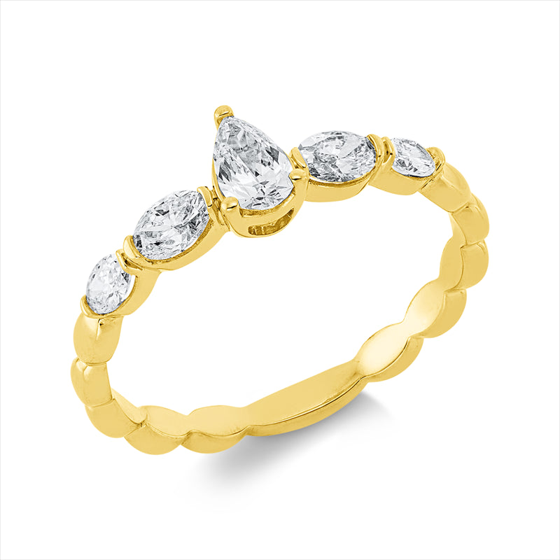 Ring    aus 750/-18 Karat Gelbgold mit 5 Diamanten 0