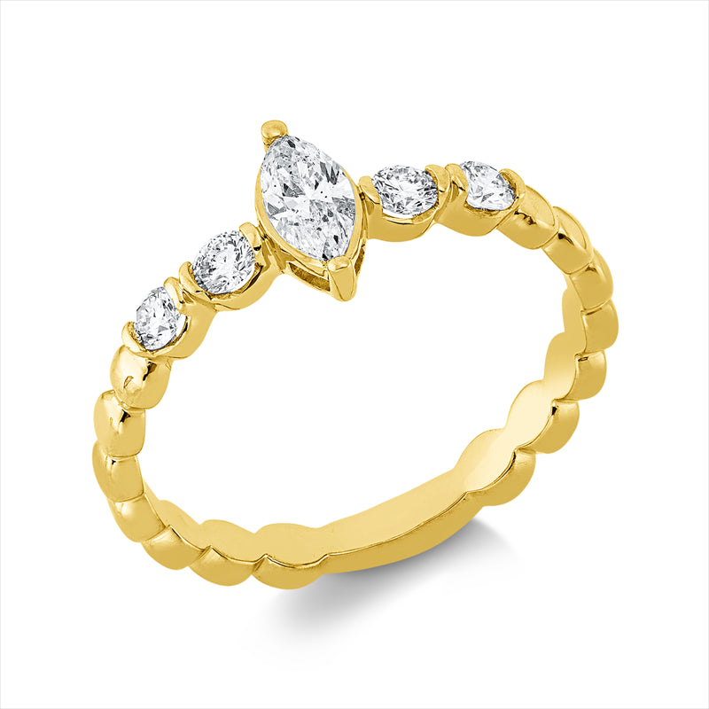 Ring    aus 750/-18 Karat Gelbgold mit 5 Diamanten 0