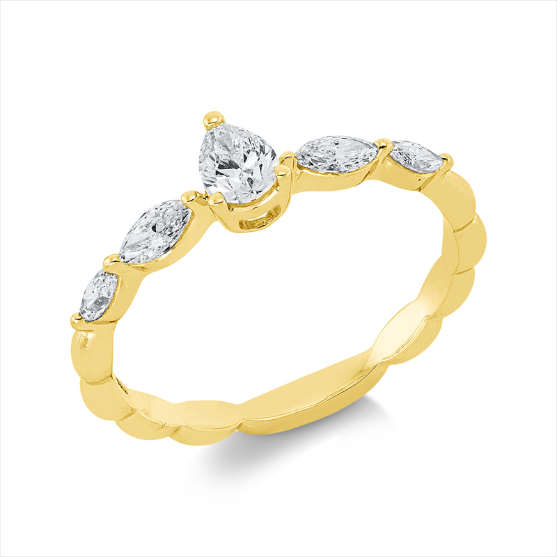 Ring    aus 750/-18 Karat Gelbgold mit 5 Diamanten 0