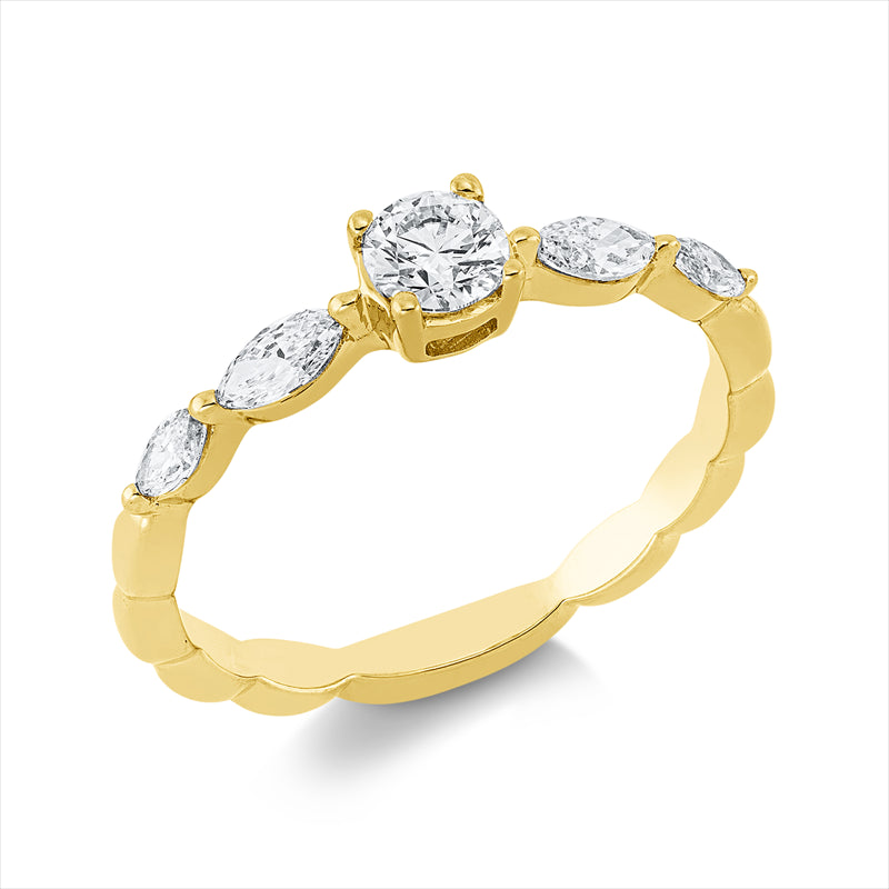 Ring    aus 750/-18 Karat Gelbgold mit 5 Diamanten 0