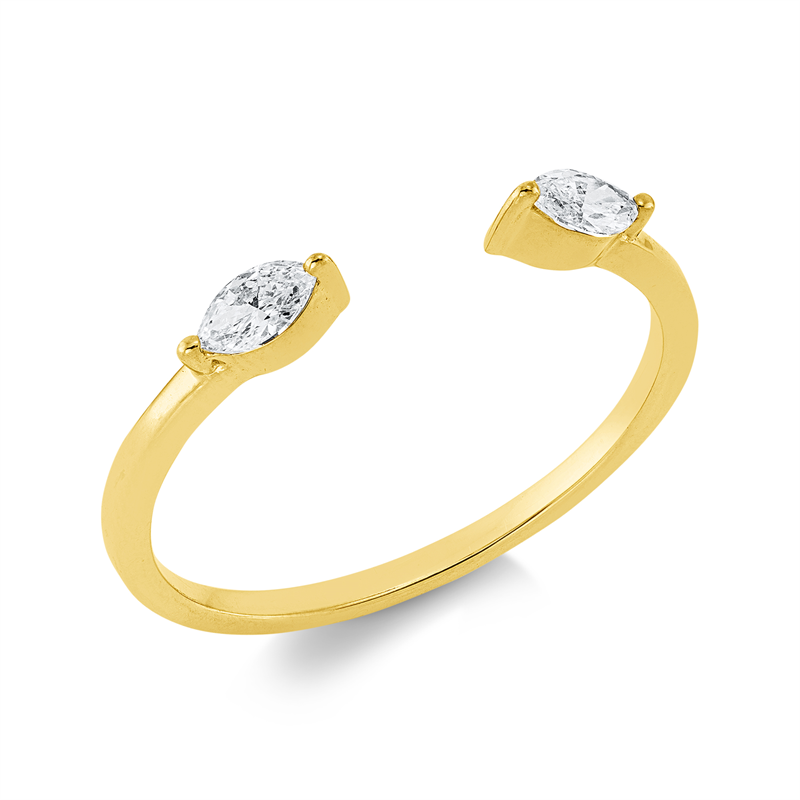 Ring    aus 750/-18 Karat Gelbgold mit 2 Diamanten 0