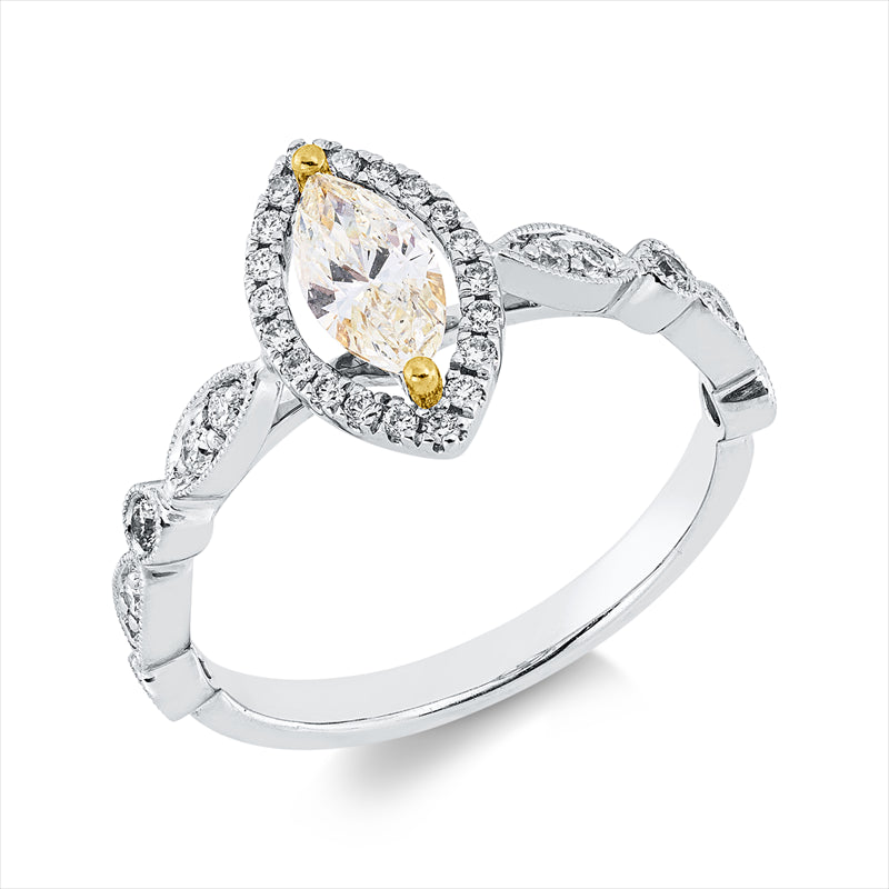 Ring    aus 750/-18 Karat Weißgold / Gelbgold mit 33 Diamanten 0