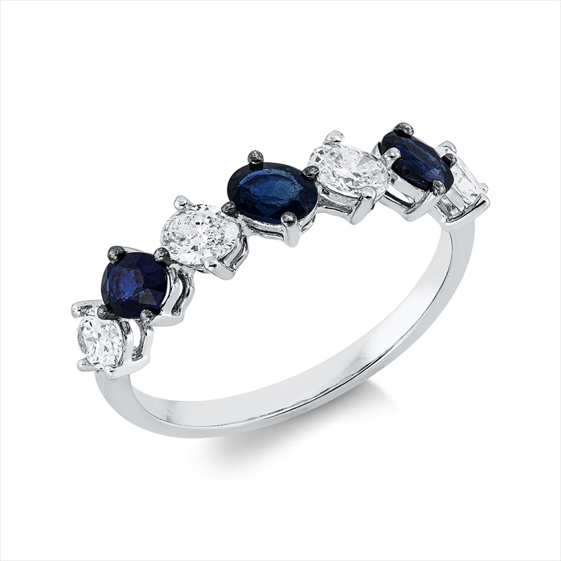 Ring mit Saphir  aus 750/-18 Karat Weißgold mit 4 Diamanten 0