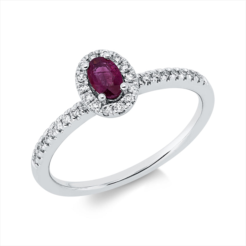 Ring mit Rubin  aus 750/-18 Karat Weißgold mit 34 Diamanten 0