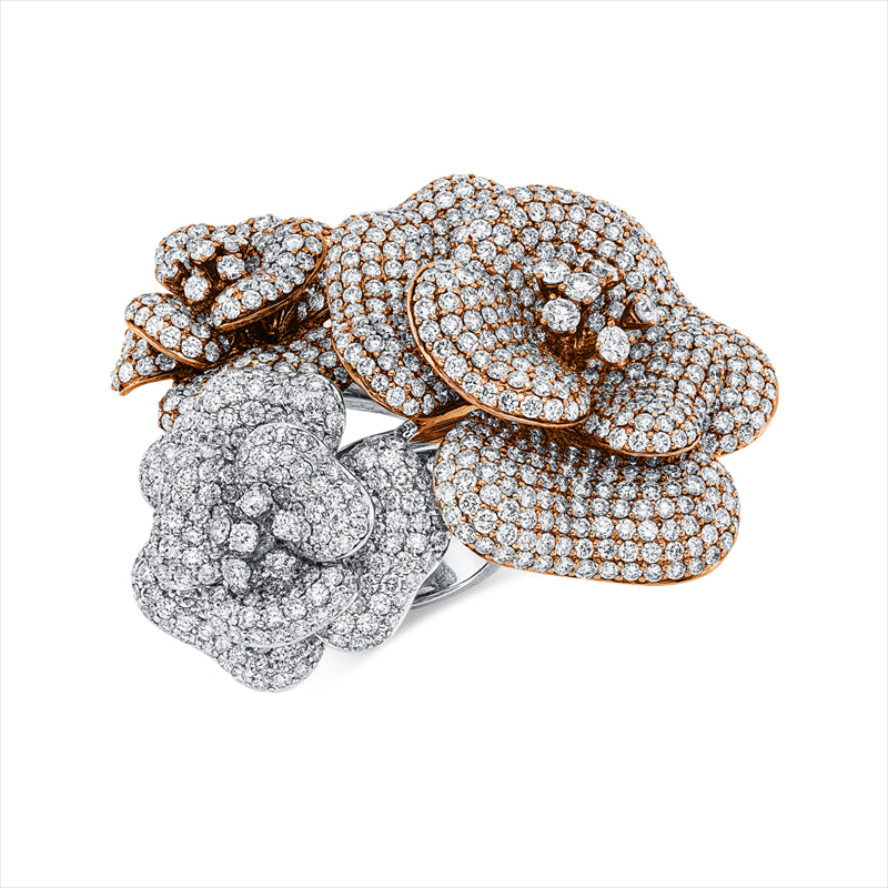 Ring    aus 750/-18 Karat Weißgold / Gelbgold / Rotgold mit 1057 Diamanten 19