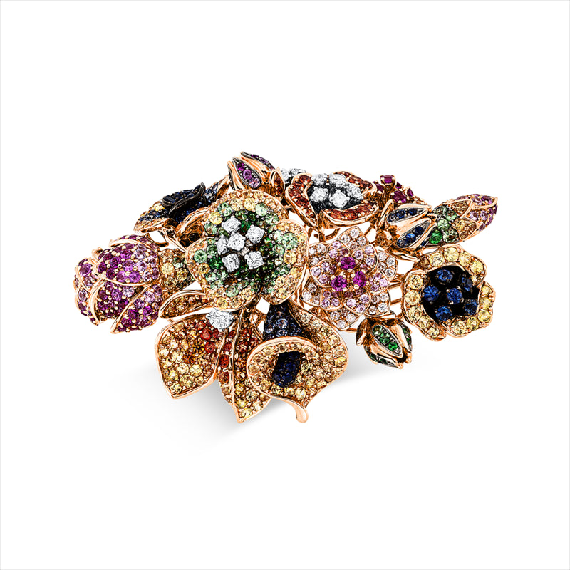 Ring mit Saphir  aus 750/-18 Karat Rotgold / Weißgold mit 54 Diamanten 1