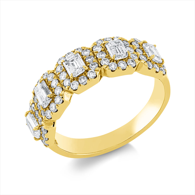 Ring    aus 585/-14 Karat Gelbgold mit 65 Diamanten 1