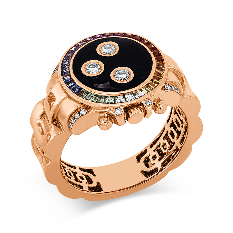 Ring mit Saphir  aus 750/-18 Karat Rotgold mit 21 Diamanten 0