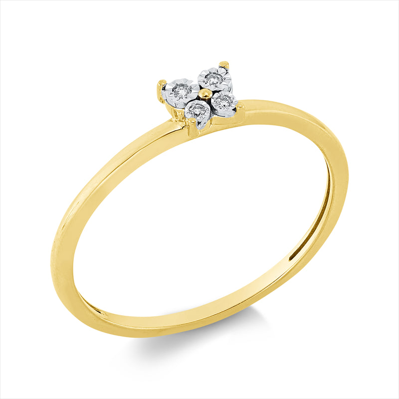 Ring    aus 750/-18 Karat Gelbgold mit 4 Diamanten 0