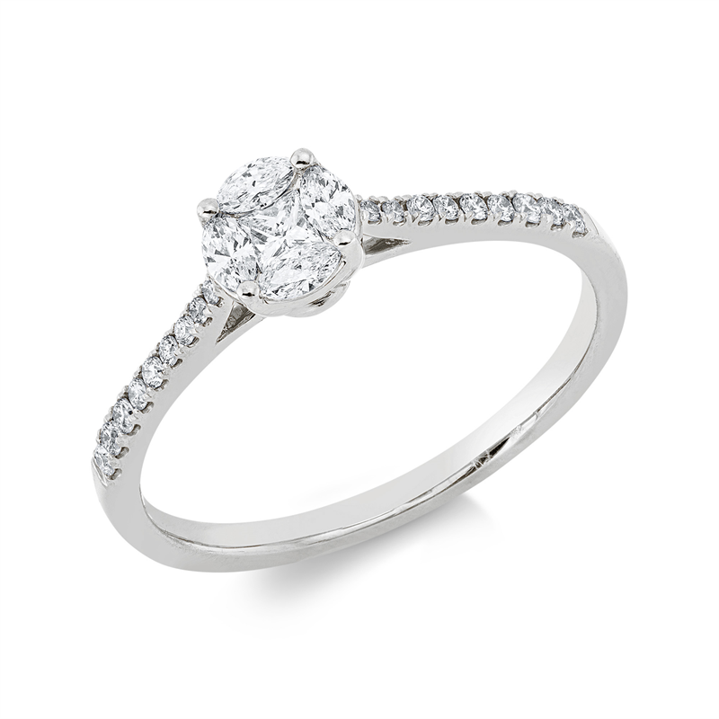 Ring    aus 750/-18 Karat Weißgold mit 23 Diamanten 0