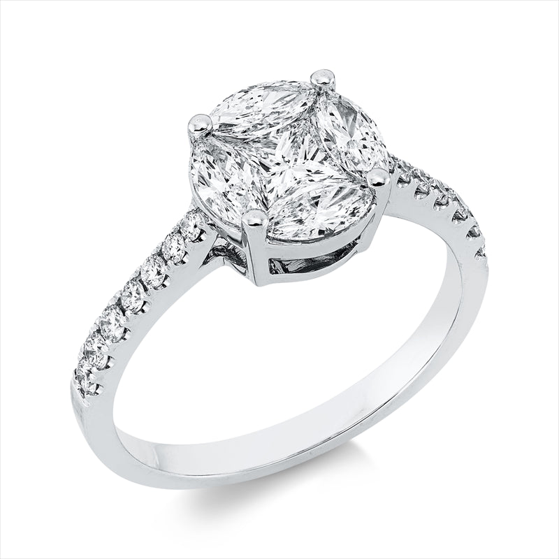 Ring    aus 750/-18 Karat Weißgold mit 19 Diamanten 1