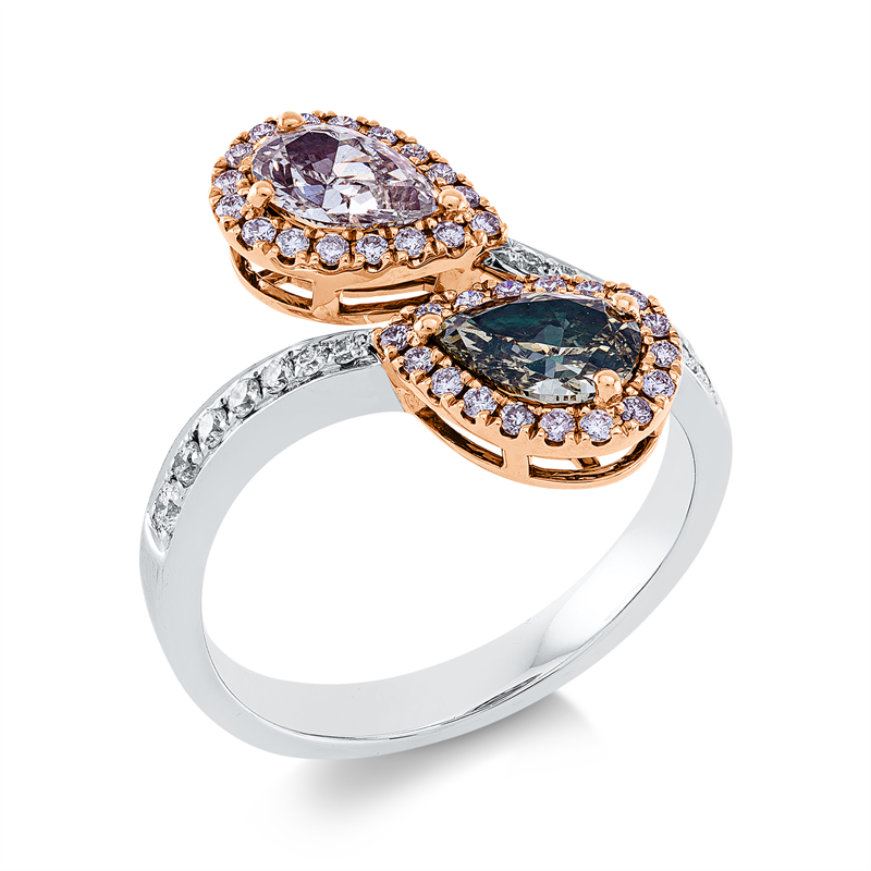 Ring    aus 750/-18 Karat Weißgold / Rotgold mit 50 Diamanten 1