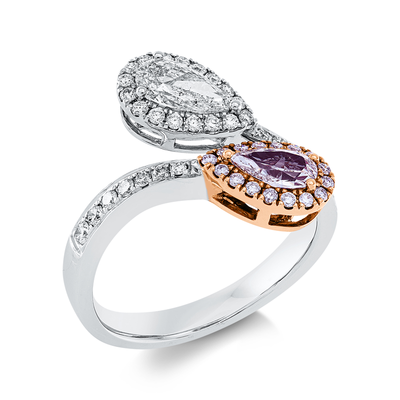 Ring    aus 750/-18 Karat Weißgold / Rotgold mit 49 Diamanten 1