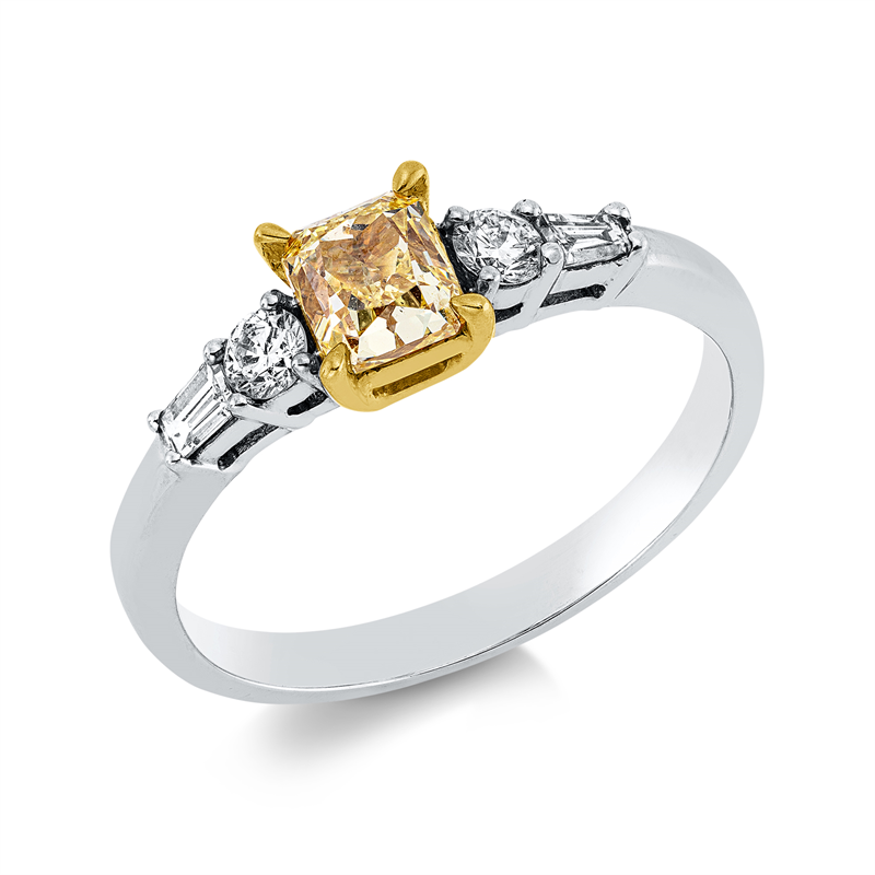 Ring    aus 750/-18 Karat Weißgold / Gelbgold mit 5 Diamanten 1