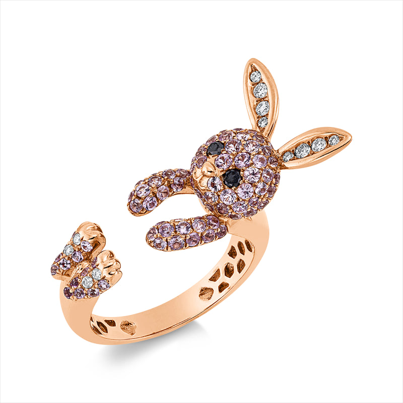 Ring mit Saphir  aus 750/-18 Karat Rotgold mit 14 Diamanten 0