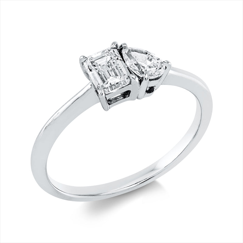 Ring    aus 750/-18 Karat Weißgold mit 2 Diamanten 0