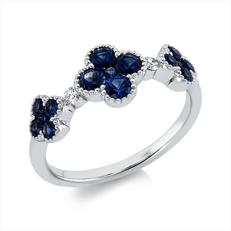 Ring mit Saphir  aus 750/-18 Karat Weißgold mit 2 Diamanten 0