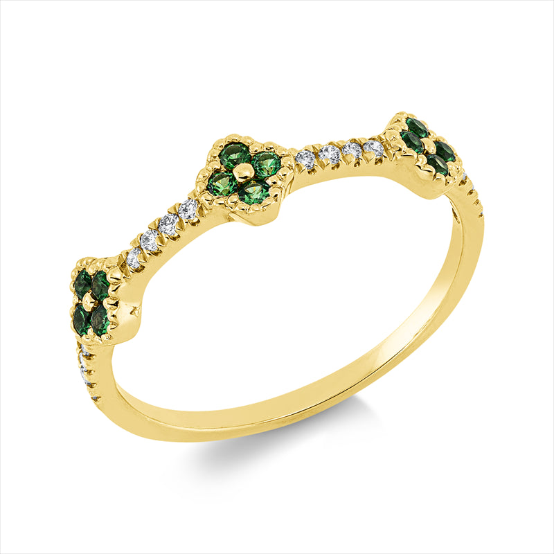 Ring mit Tsavorith  aus 750/-18 Karat Gelbgold mit 16 Diamanten 0
