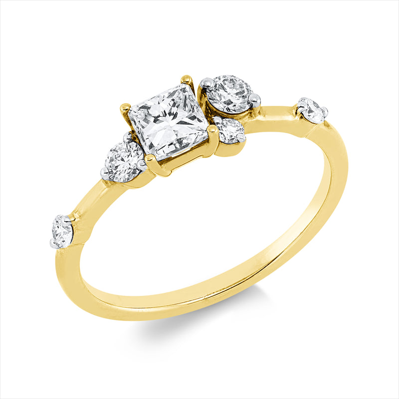 Ring    aus 750/-18 Karat Gelbgold mit 6 Diamanten 0