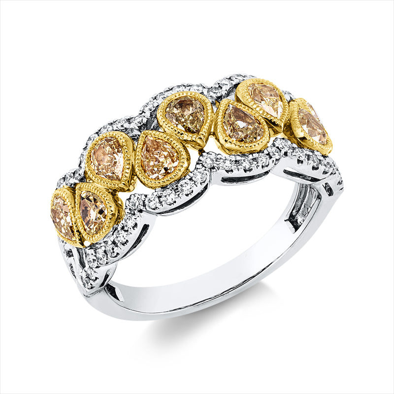 Ring    aus 750/-18 Karat Weißgold / Gelbgold mit 60 Diamanten 1