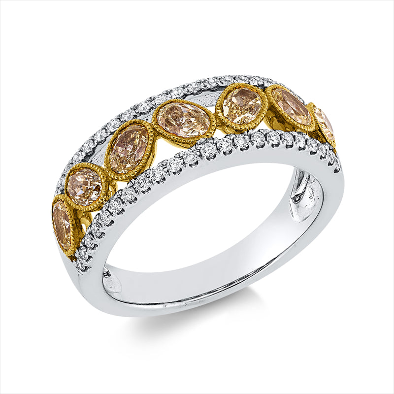 Ring    aus 750/-18 Karat Weißgold / Gelbgold mit 51 Diamanten 1
