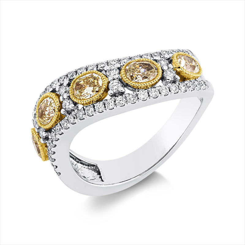 Ring    aus 750/-18 Karat Weißgold / Gelbgold mit 59 Diamanten 1