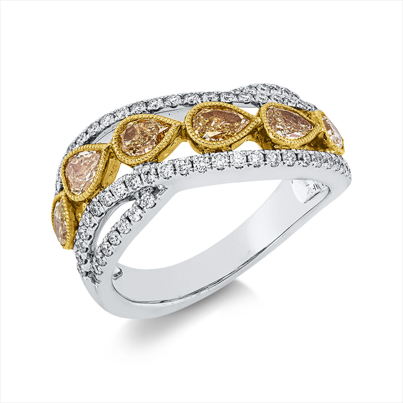 Ring    aus 750/-18 Karat Weißgold / Gelbgold mit 72 Diamanten 1