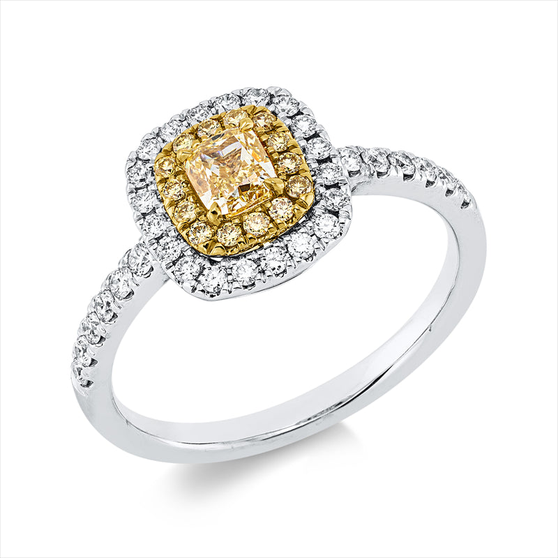 Ring    aus 750/-18 Karat Weißgold / Gelbgold mit 47 Diamanten 0