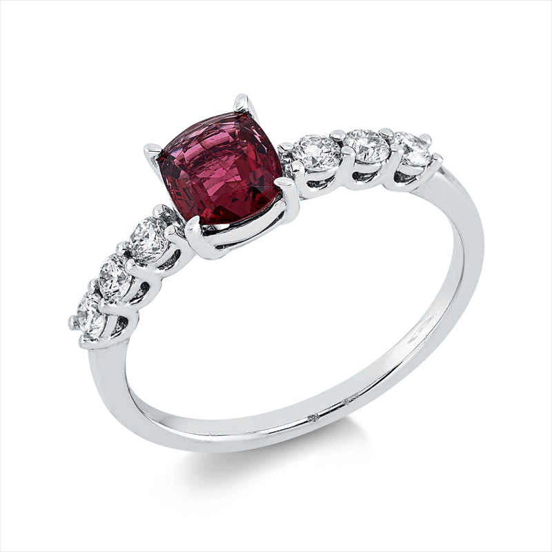 Ring mit Spinel  aus 750/-18 Karat Weißgold mit 6 Diamanten 0