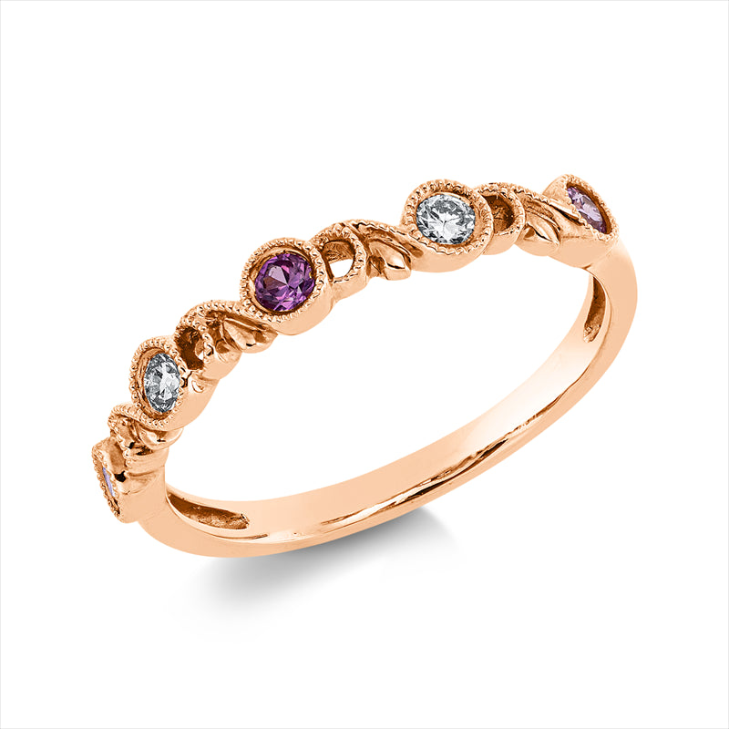 Ring mit Saphir  aus 750/-18 Karat Rotgold mit 2 Diamanten 0