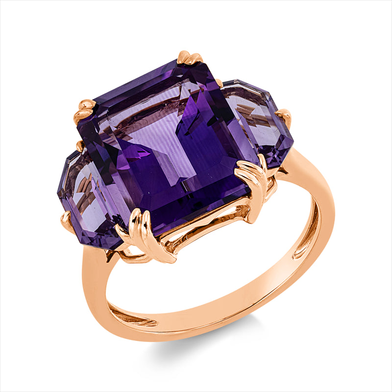 Ring mit Amethyst  aus 750/-18 Karat Rotgold  