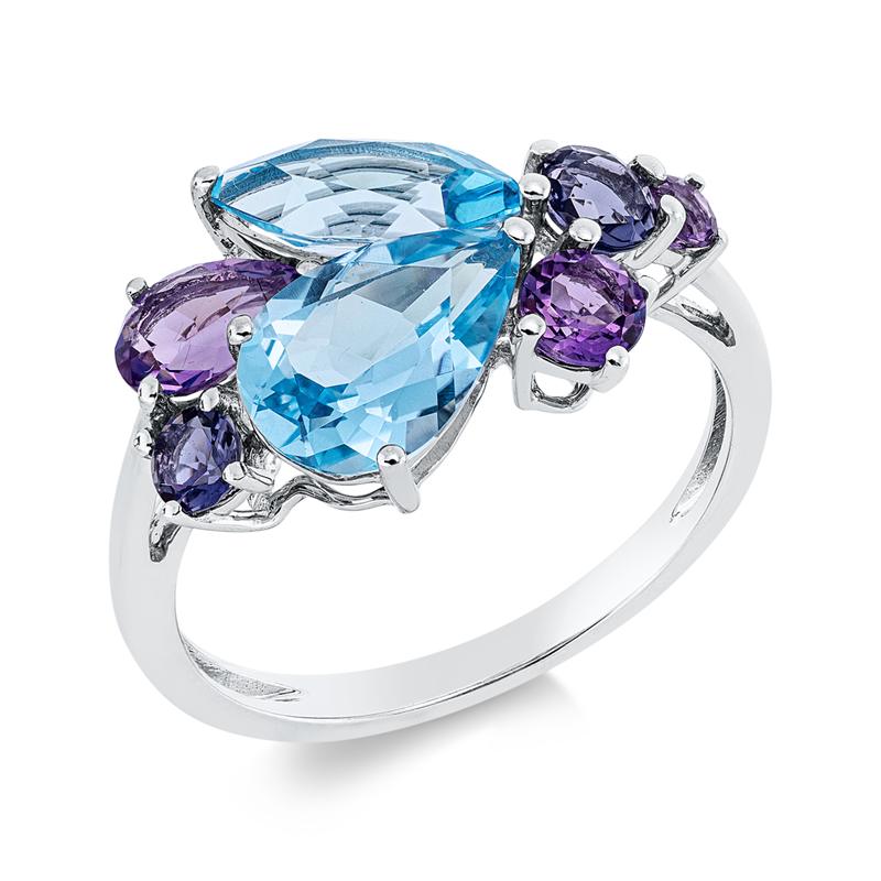Ring mit Iolith  aus 750/-18 Karat Weißgold  