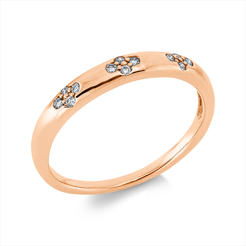 Ring    aus 585/-14 Karat Rotgold mit 12 Diamanten 0