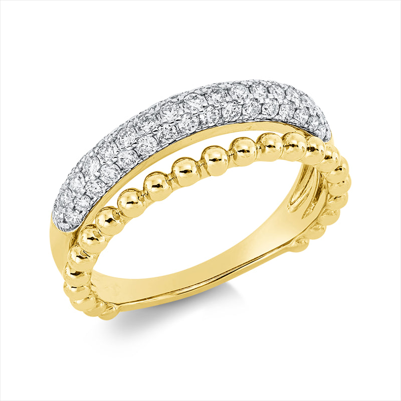 Ring    aus 585/-14 Karat Gelbgold / Weißgold mit 49 Diamanten 0