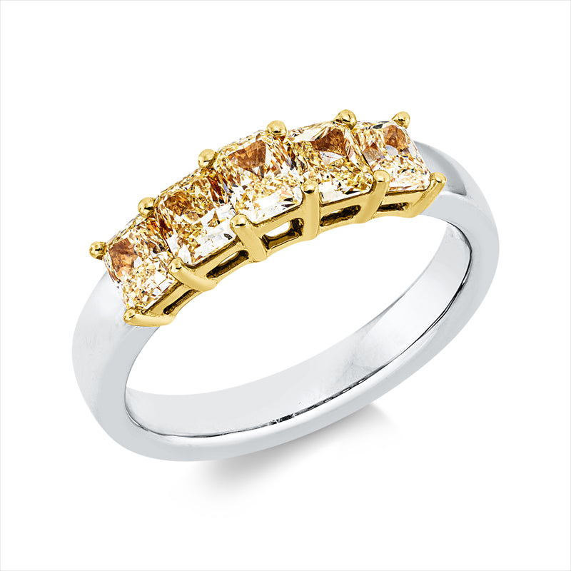 Ring    aus 750/-18 Karat Weißgold / Gelbgold mit 5 Diamanten 1
