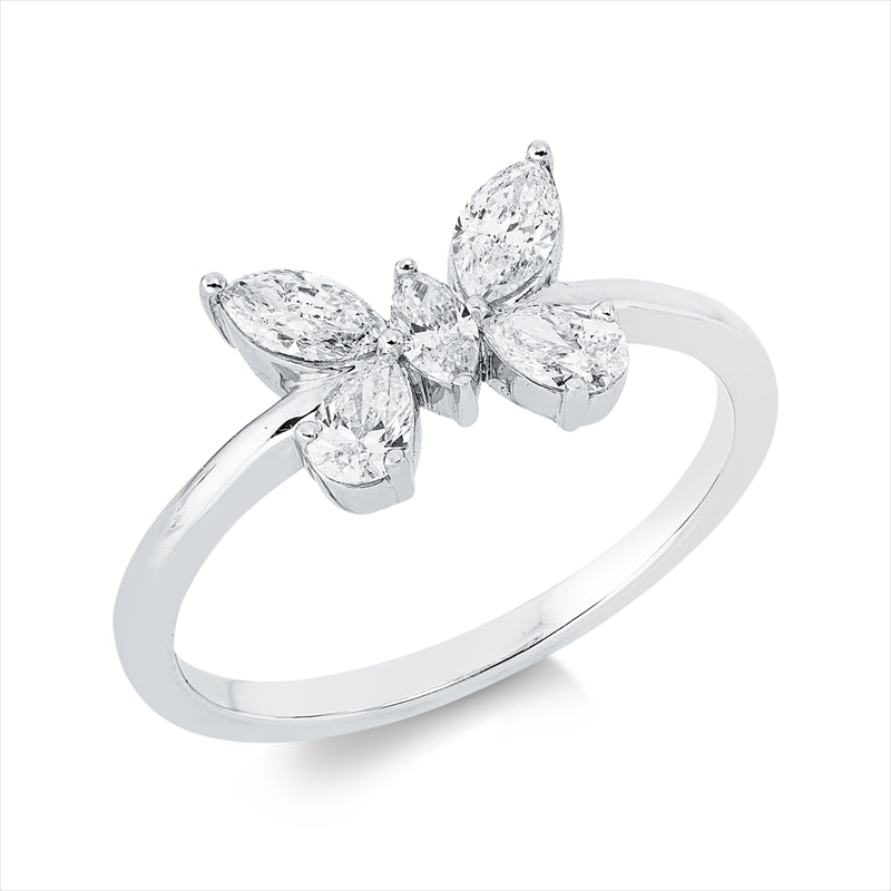 Ring    aus 750/-18 Karat Weißgold mit 5 Diamanten 0