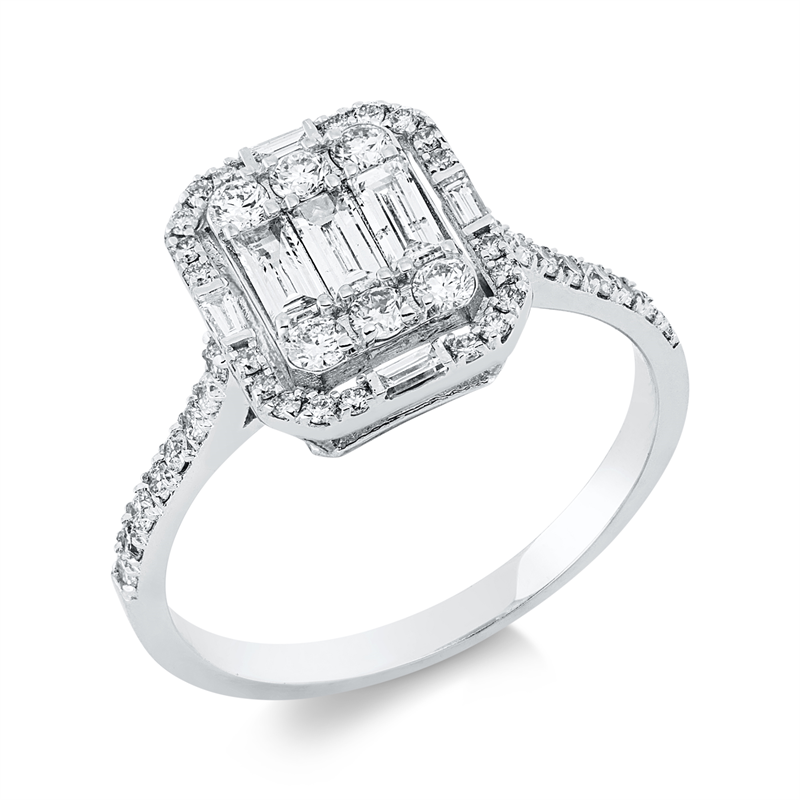 Ring    aus 585/-14 Karat Weißgold mit 49 Diamanten 0