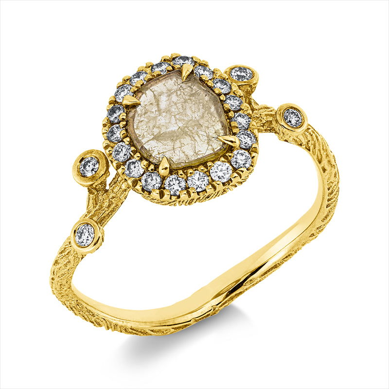 Ring    aus 750/-18 Karat Gelbgold mit 23 Diamanten 0