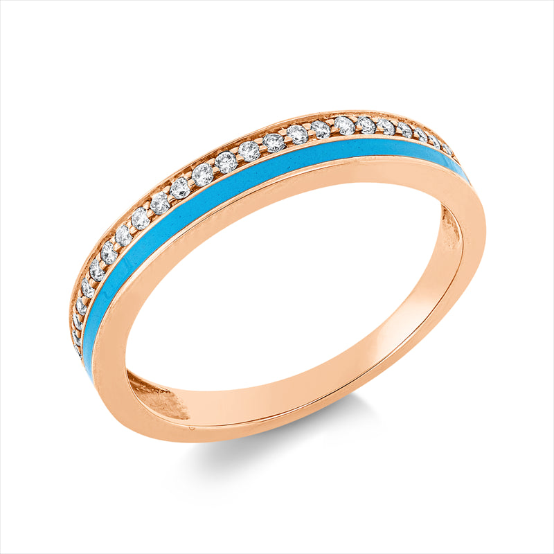 Ring mit Emaille  aus 750/-18 Karat Rotgold mit 26 Diamanten 0