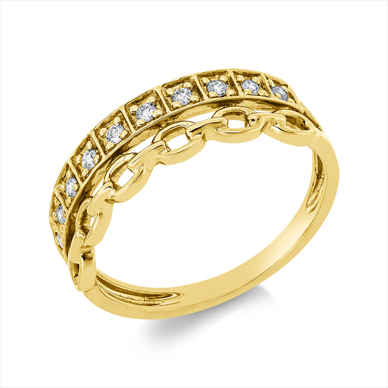 Ring    aus 750/-18 Karat Gelbgold mit 10 Diamanten 0