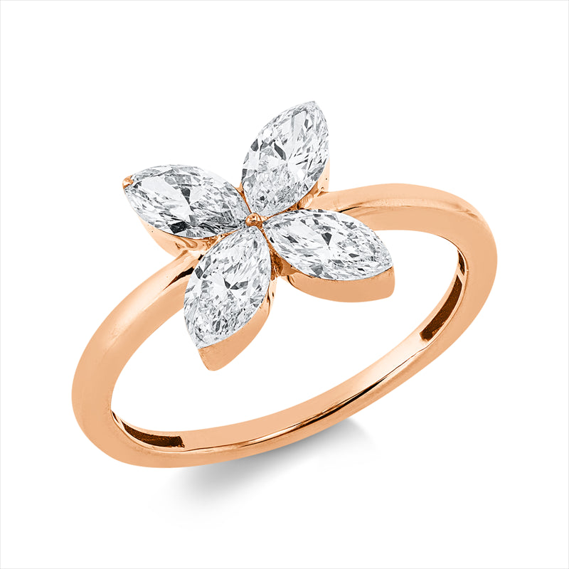 Ring    aus 750/-18 Karat Rotgold mit 4 Diamanten 1