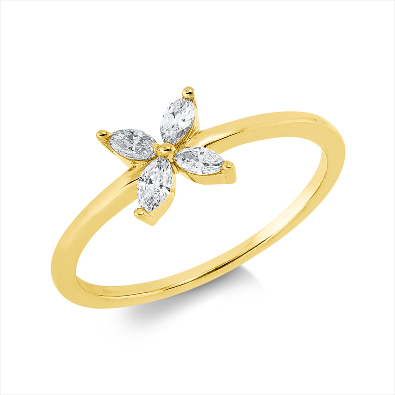 Ring    aus 750/-18 Karat Gelbgold mit 4 Diamanten 0