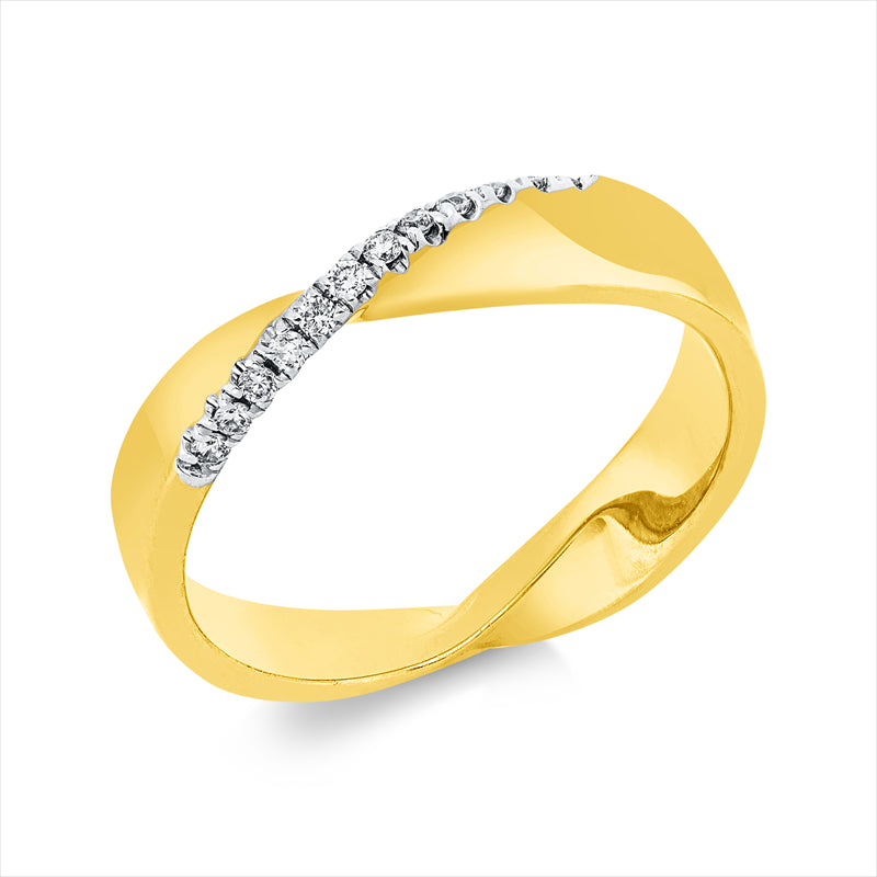 Ring    aus 750/-18 Karat Gelbgold / Weißgold mit 12 Diamanten 0