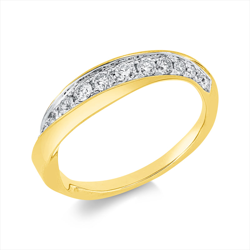 Ring    aus 750/-18 Karat Gelbgold / Weißgold mit 15 Diamanten 0