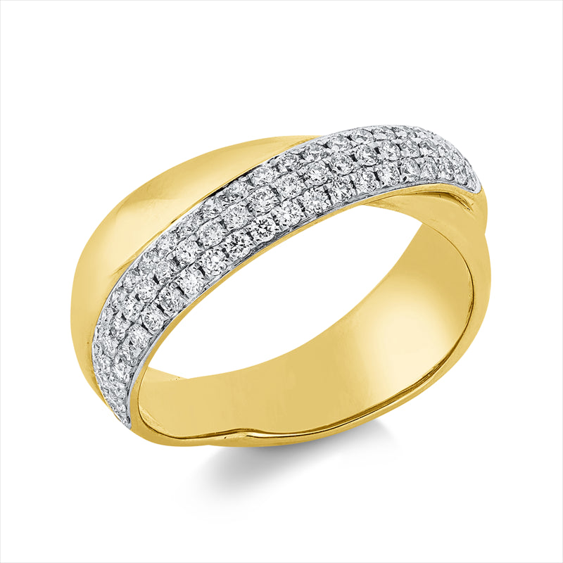 Ring    aus 750/-18 Karat Gelbgold / Weißgold mit 67 Diamanten 0